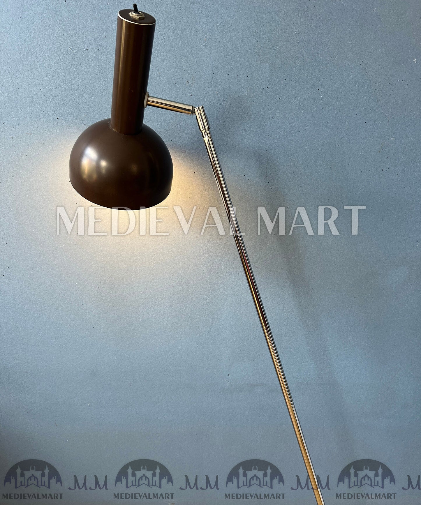 MEDIEVALMART Mid Century Vintage Hala Brown Ball Rotating Floor Lamp