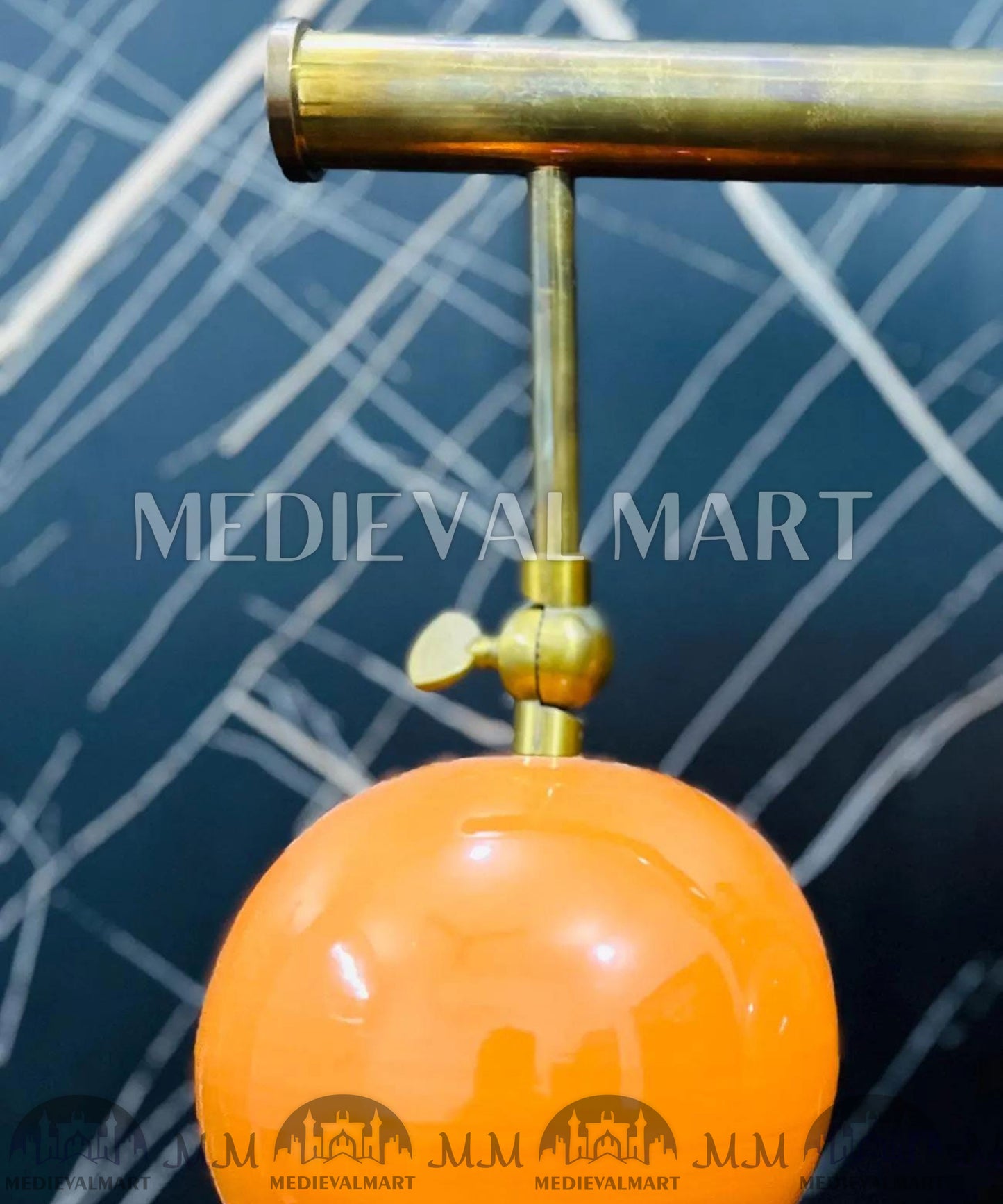 MEDIEVALMART Handcrafted Brass 5-Ball Wall Sconce - Mid-Century Modern Vanity Light