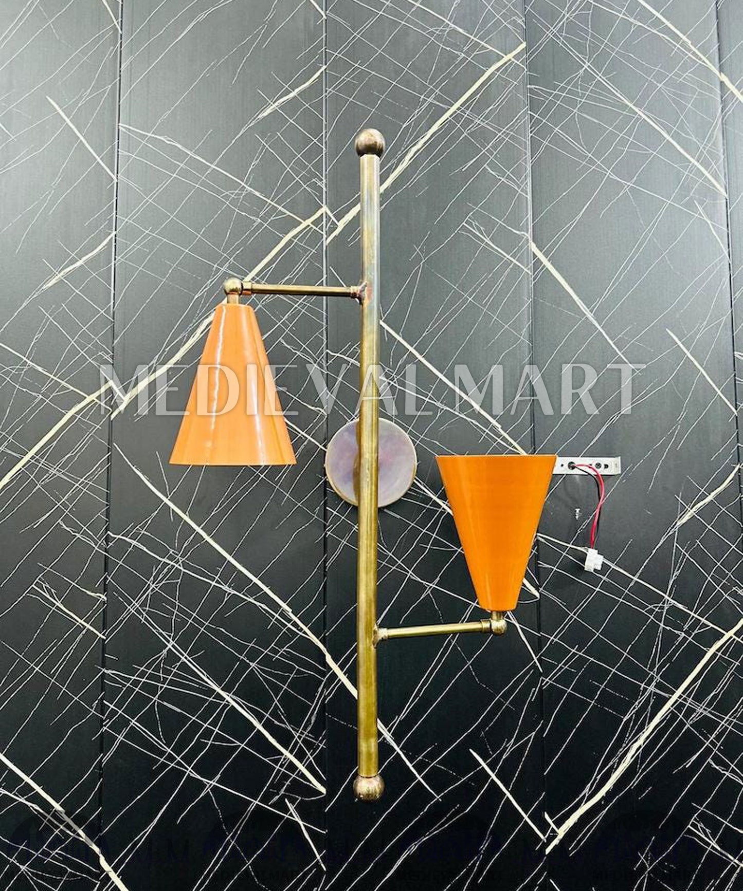 MEDIEVALMART Handcrafted Brass 2-Light Wall Sconce: Modern Wall Decor