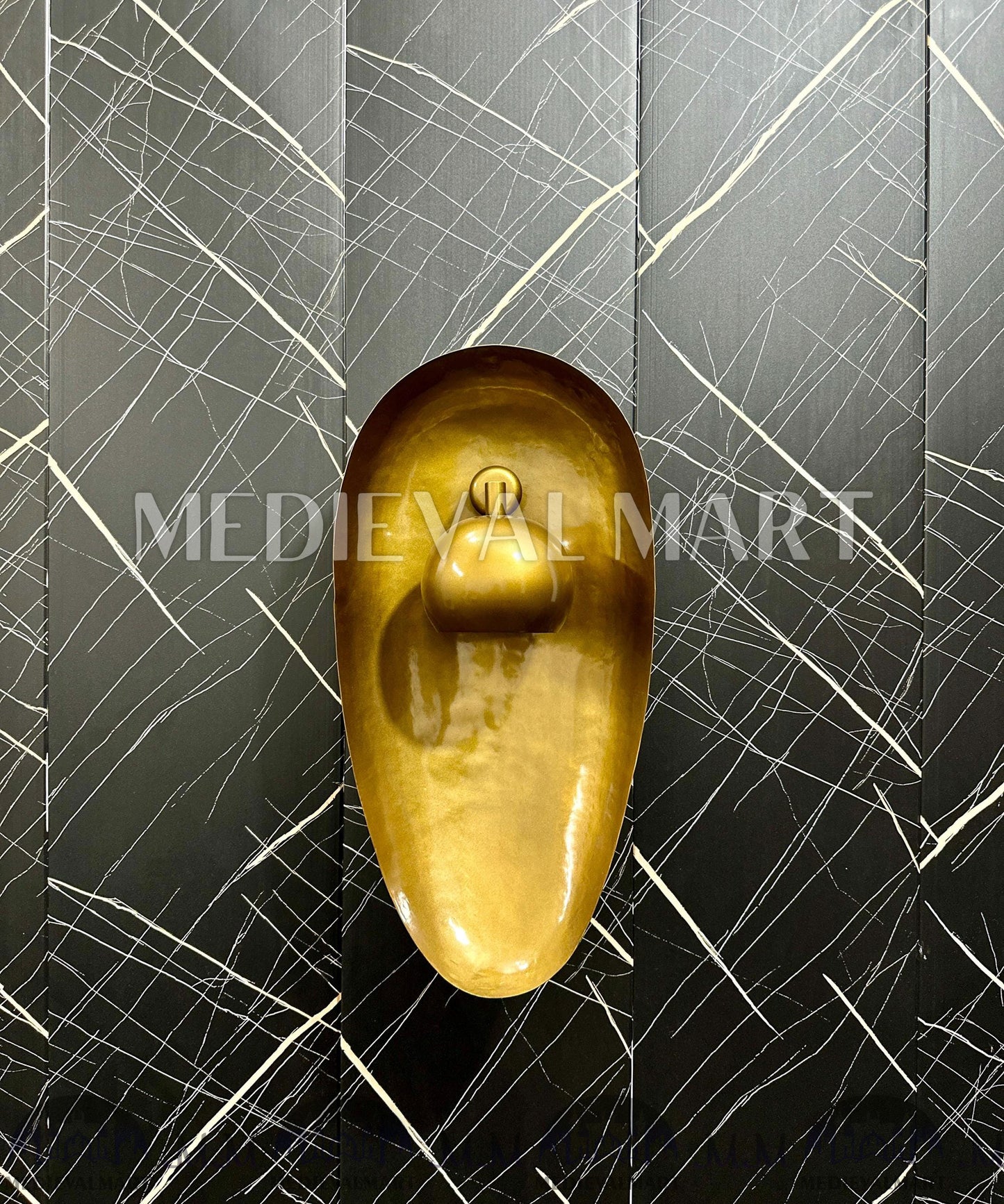 MEDIEVALMART 1950s Modern Brass Wall Sconce: Mid-Century Gold Dome Lamp