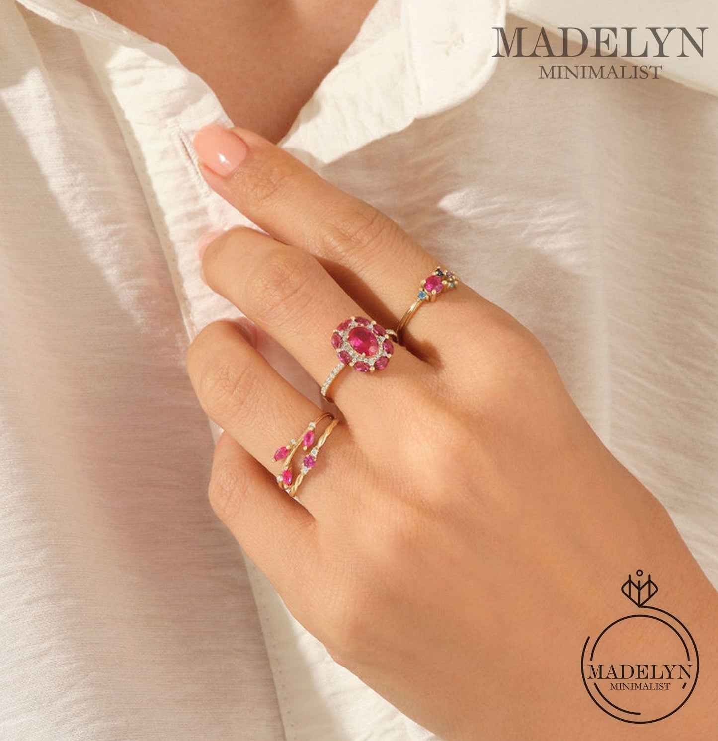 MADELYN MINIMALIST 14k Gold July Birthstone Minimalist Ring for Women | Gift for Her