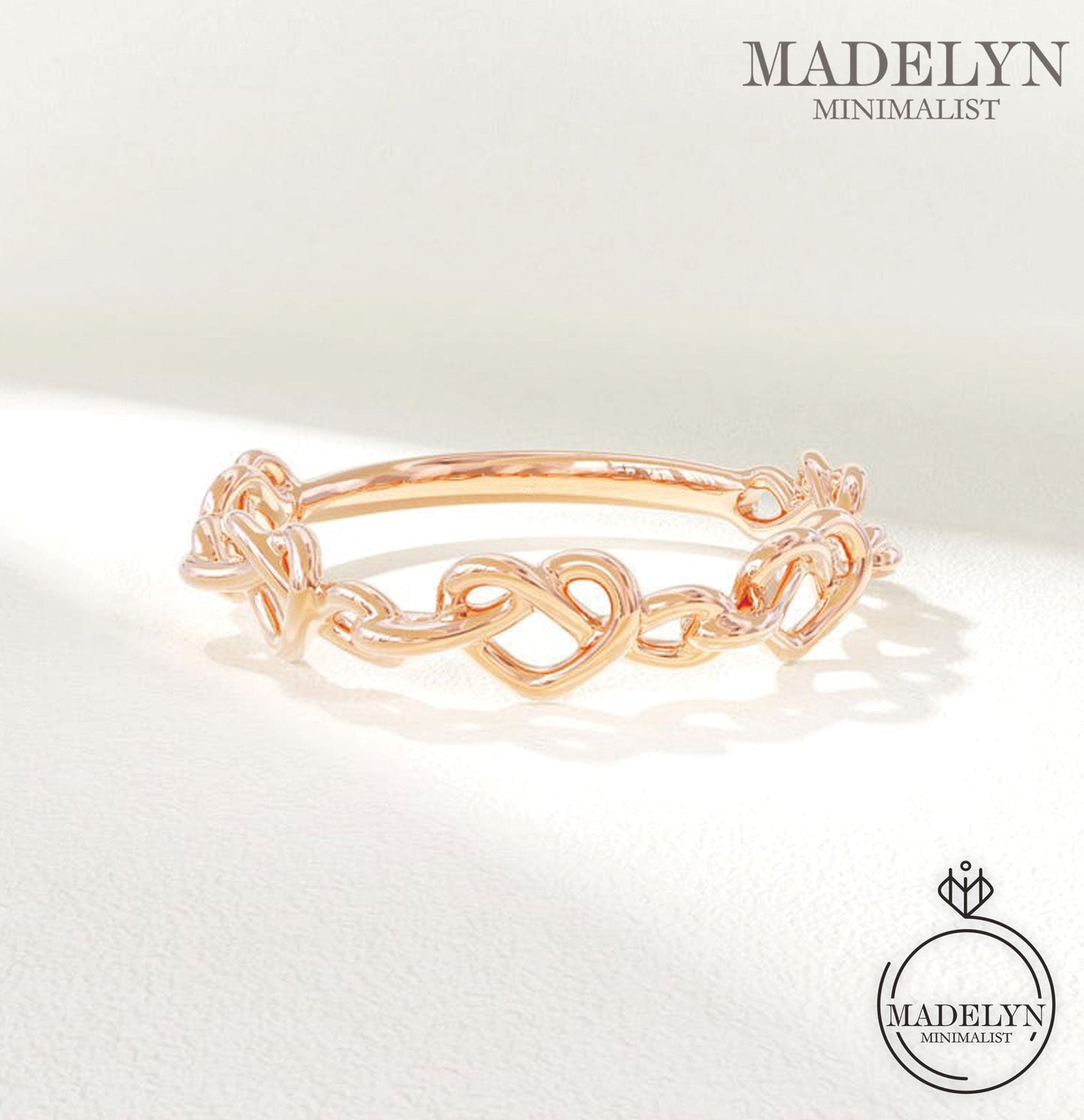 MADELYN MINIMALIST 14k Solid Gold Twisted Wire Pretzel Heart Ring, Minimal Barbed Wire Midi Ring | Gift for Her or Wife