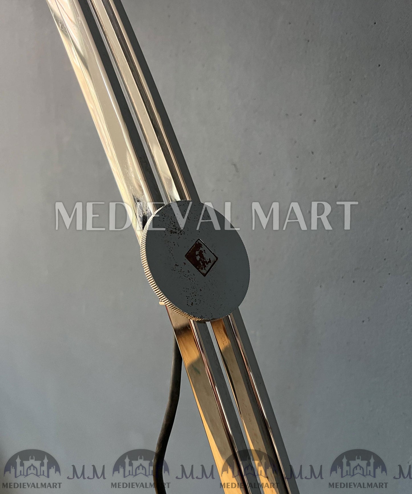 MEDIEVALMART Italian Mid Century Goffredo Reggiani Arc Floor Lamp with White Plexiglass Shade