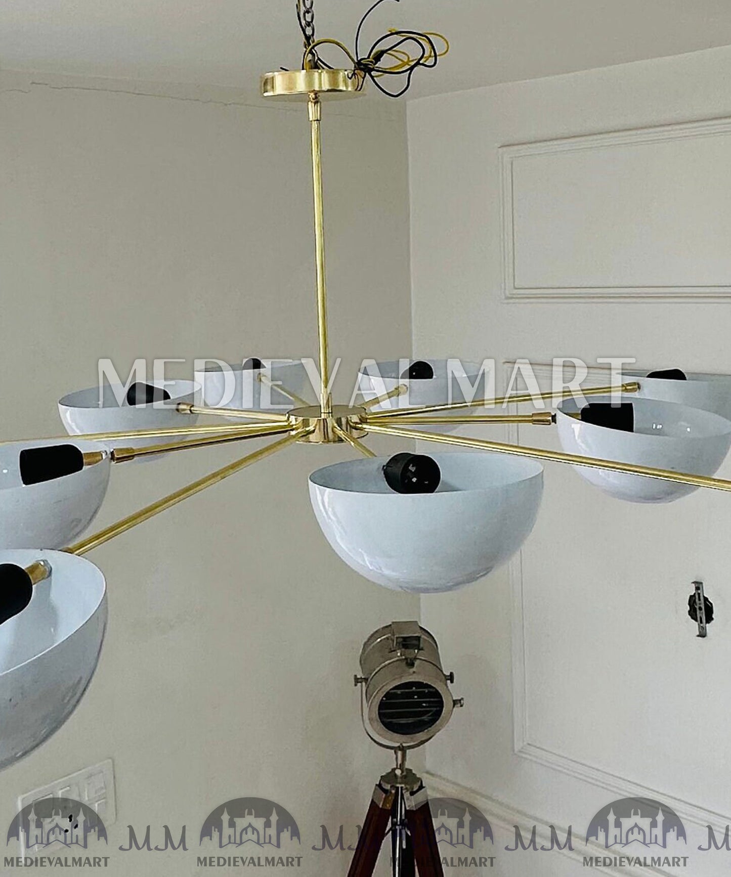 MEDIEVALMART Handcrafted Brass Sputnik Chandelier - Mid Century Modern Italian Design