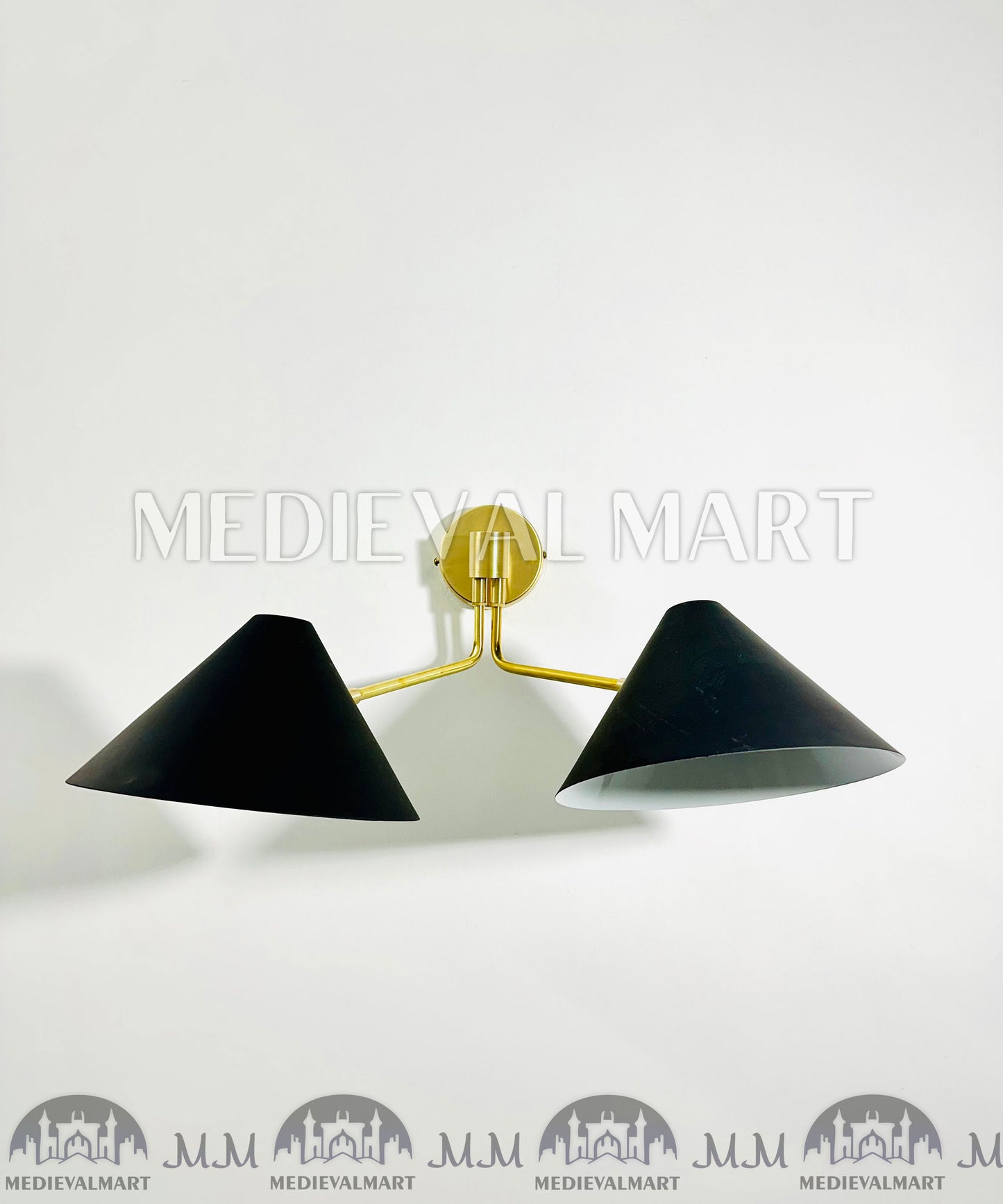 MEDIEVALMART Mid Century Brass Wall Lamp: Japanese Shade Sconce Lighting
