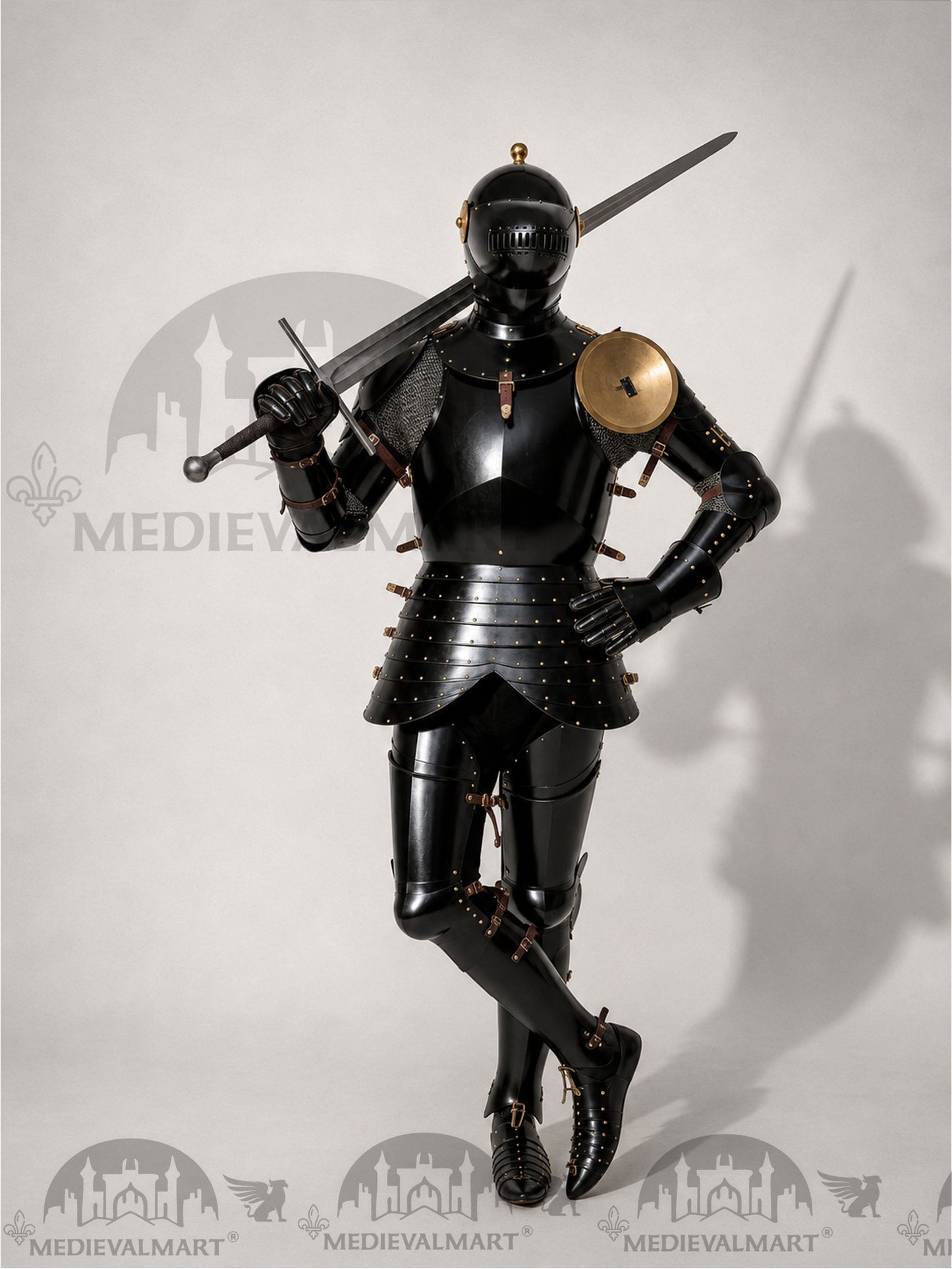 MEDIEVALMART Medieval Knight Katernbrust Full Body Armor Set W/H Sword