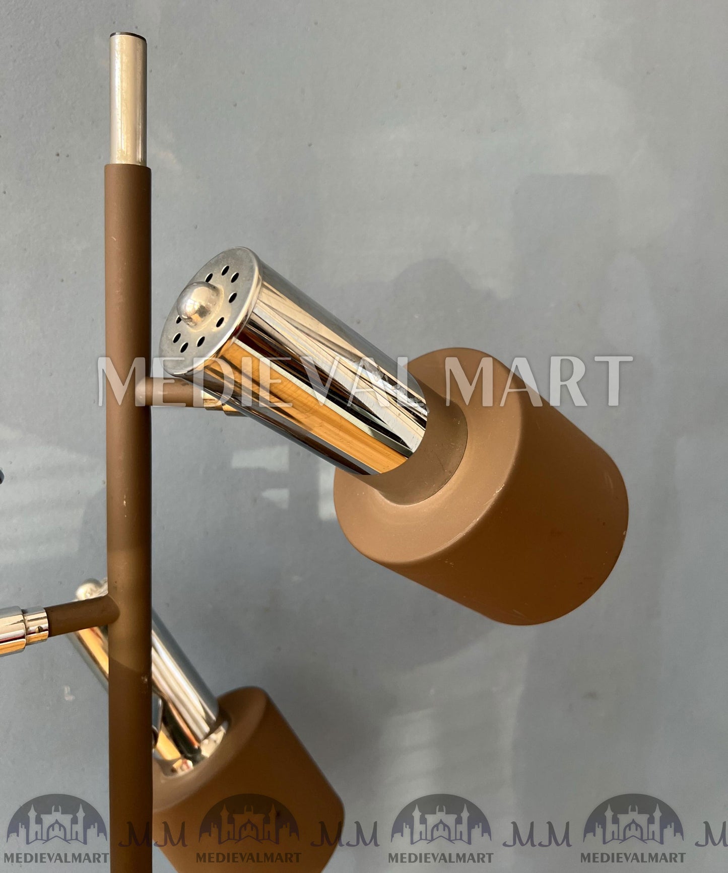 MEDIEVALMART Vintage Brown and Chrome Dijkstra Space Age Floor Lamp