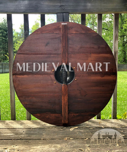 MEDIEVALMART Iconic Viking's Valhalla Black/gray Ivar the Boneless Iron Spikes Battle’s Viking Wooden Shield | Gifts For Dad