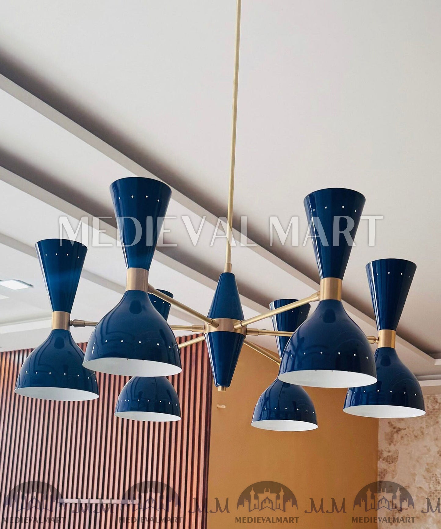 MEDIEVALMART Handcrafted Brass Sputnik Chandelier | Mid Century Modern 12-Light Fixture