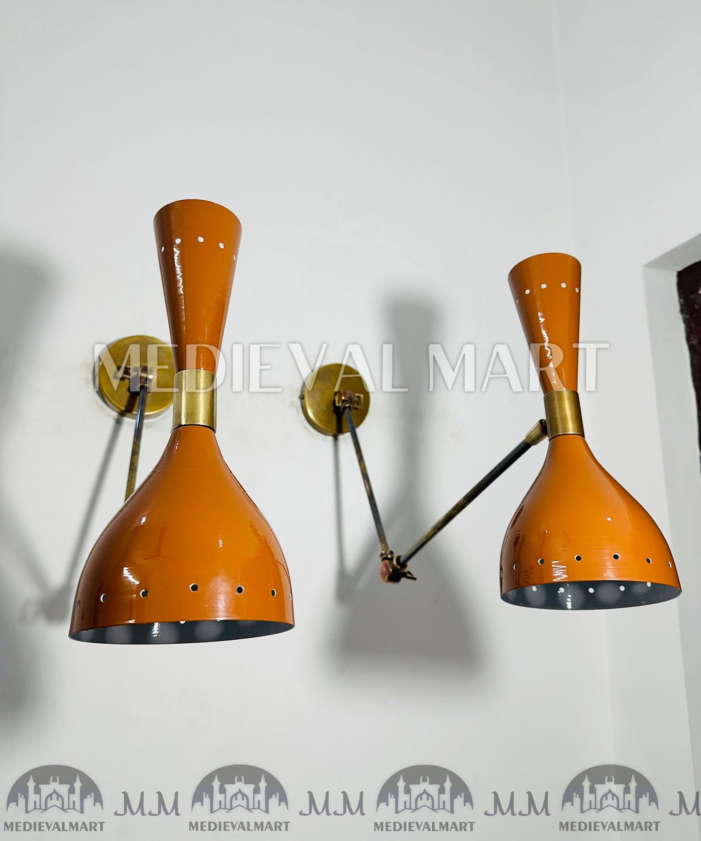 MEDIEVALMART Mid Century Italian Stilnovo Sconce Lighting Pair Reading Lamp Fixture Adjustable