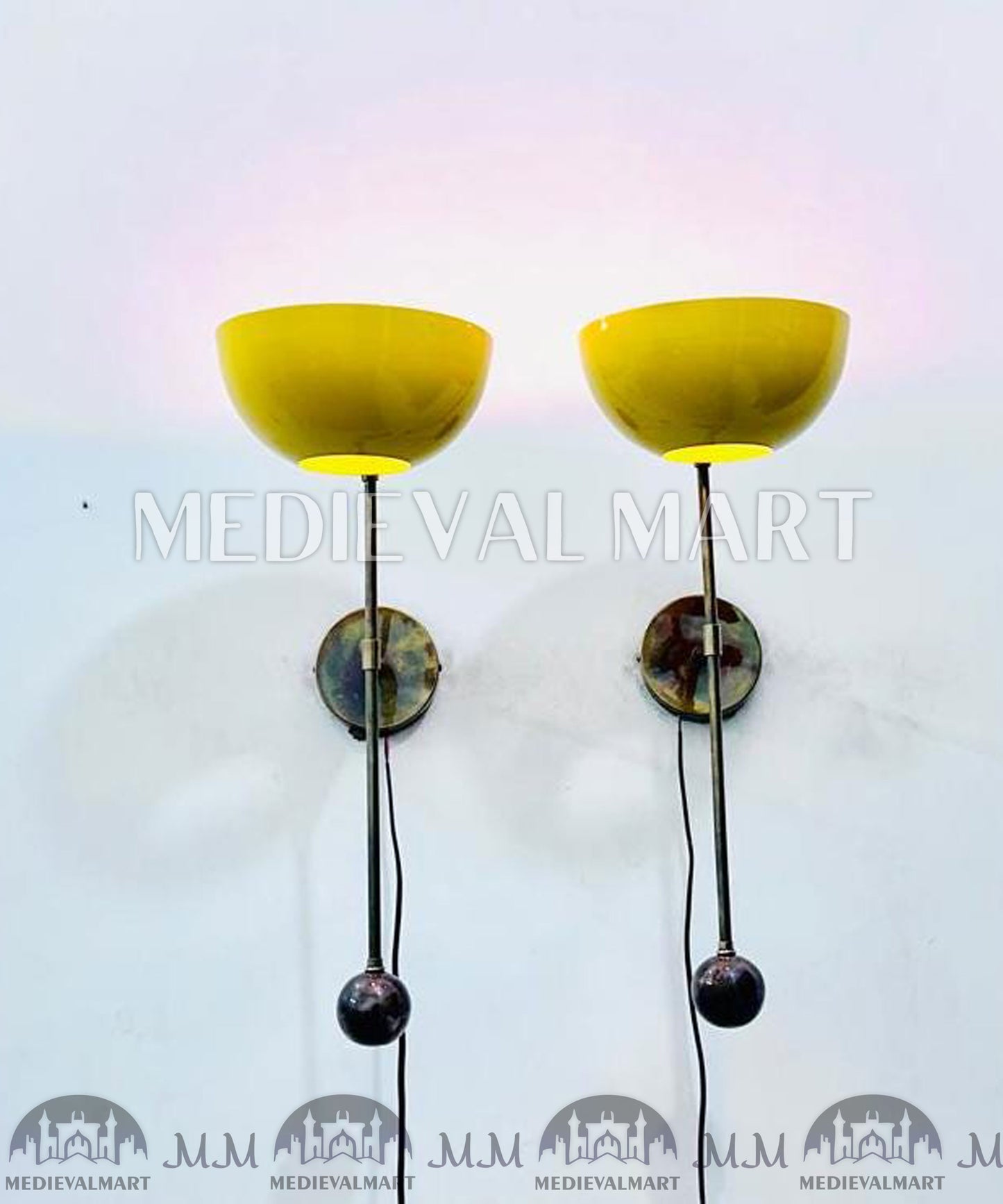 MEDIEVALMART Handmade Brass Wall Sconce: Modern Italian Stilnovo Style Lighting