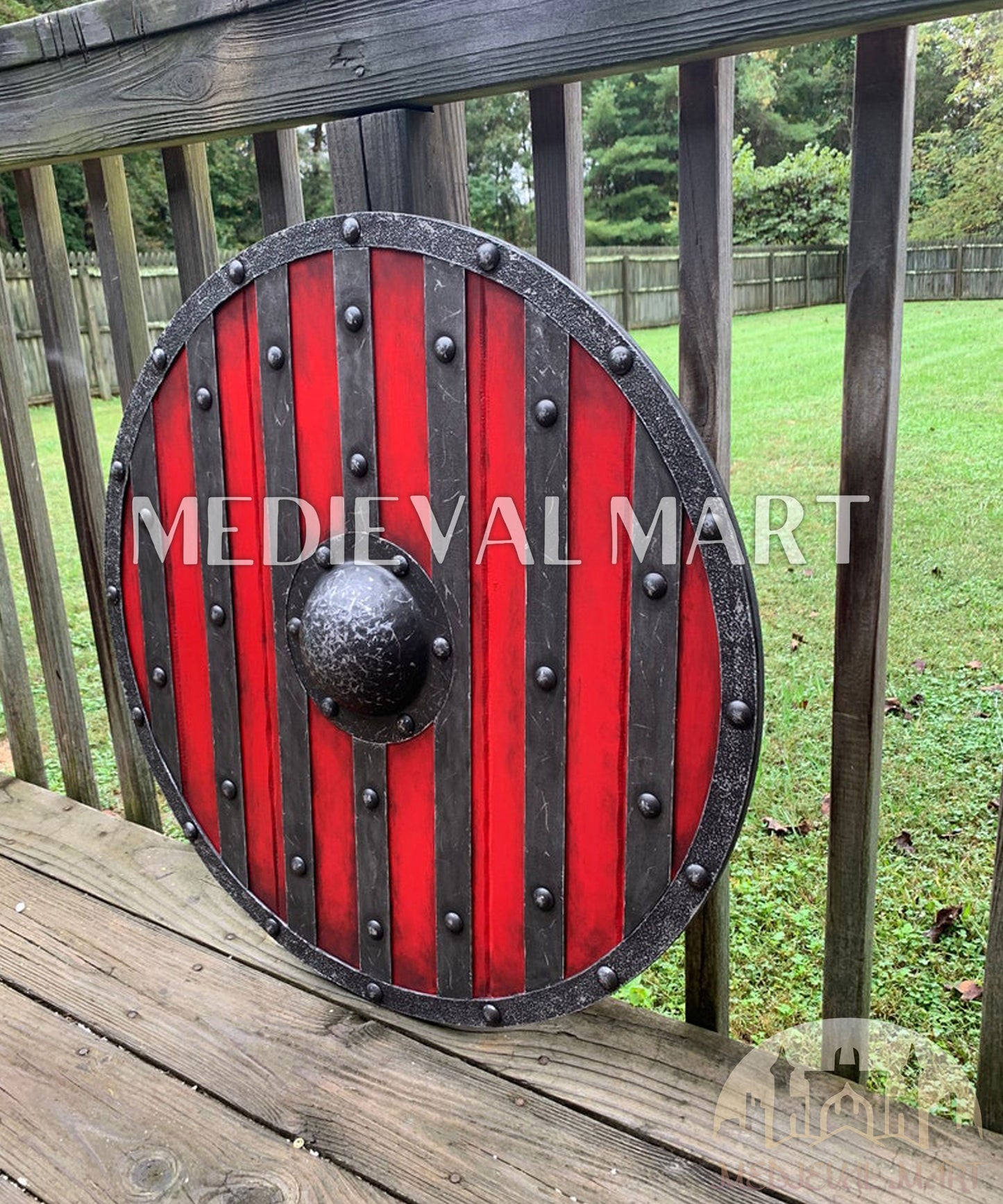 MEDIEVALMART Viking's Valhalla King Bjorn Ironside  Authentic Battleworn Viking Wooden Shield | Gifts For Dad