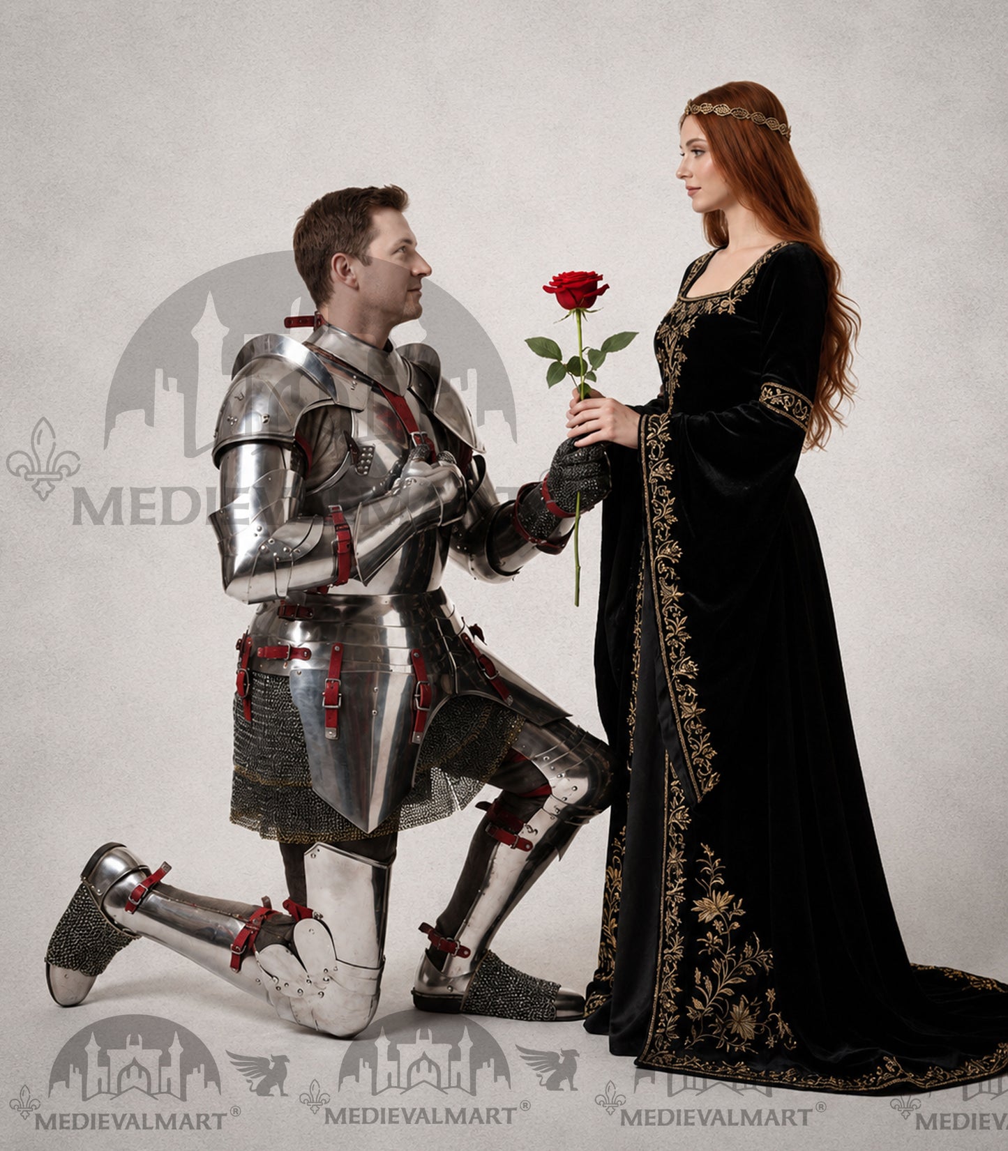 MEDIEVALMART 15th Century Gothic Parade Knight Armor | Late Medieva Full Plate Chainmail Suit for Reenactment