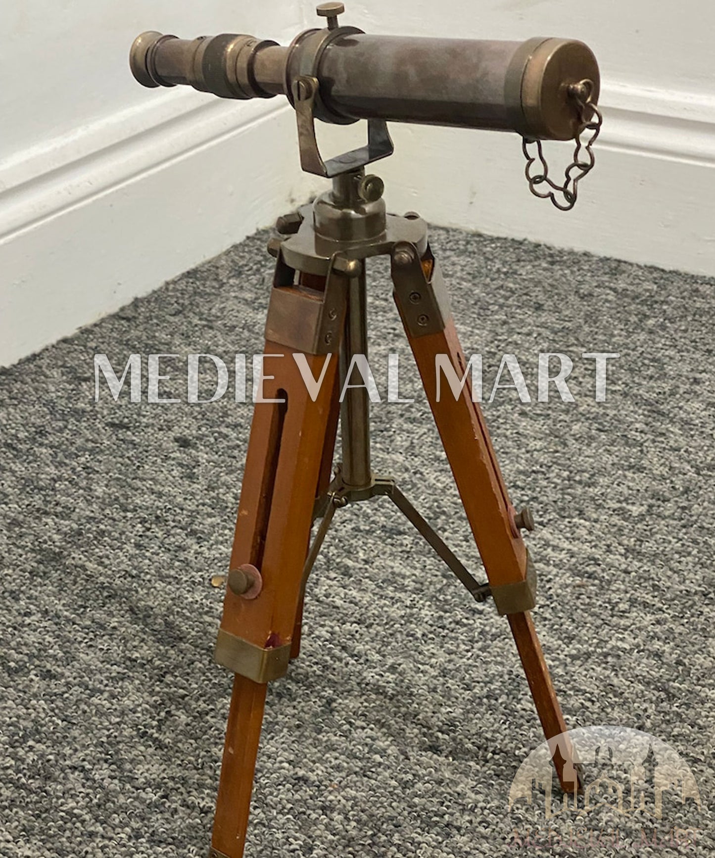 MEDIEVALMART Nautical Handmade Antique Telescope With Brass Tripod Telescope Gift for Dad