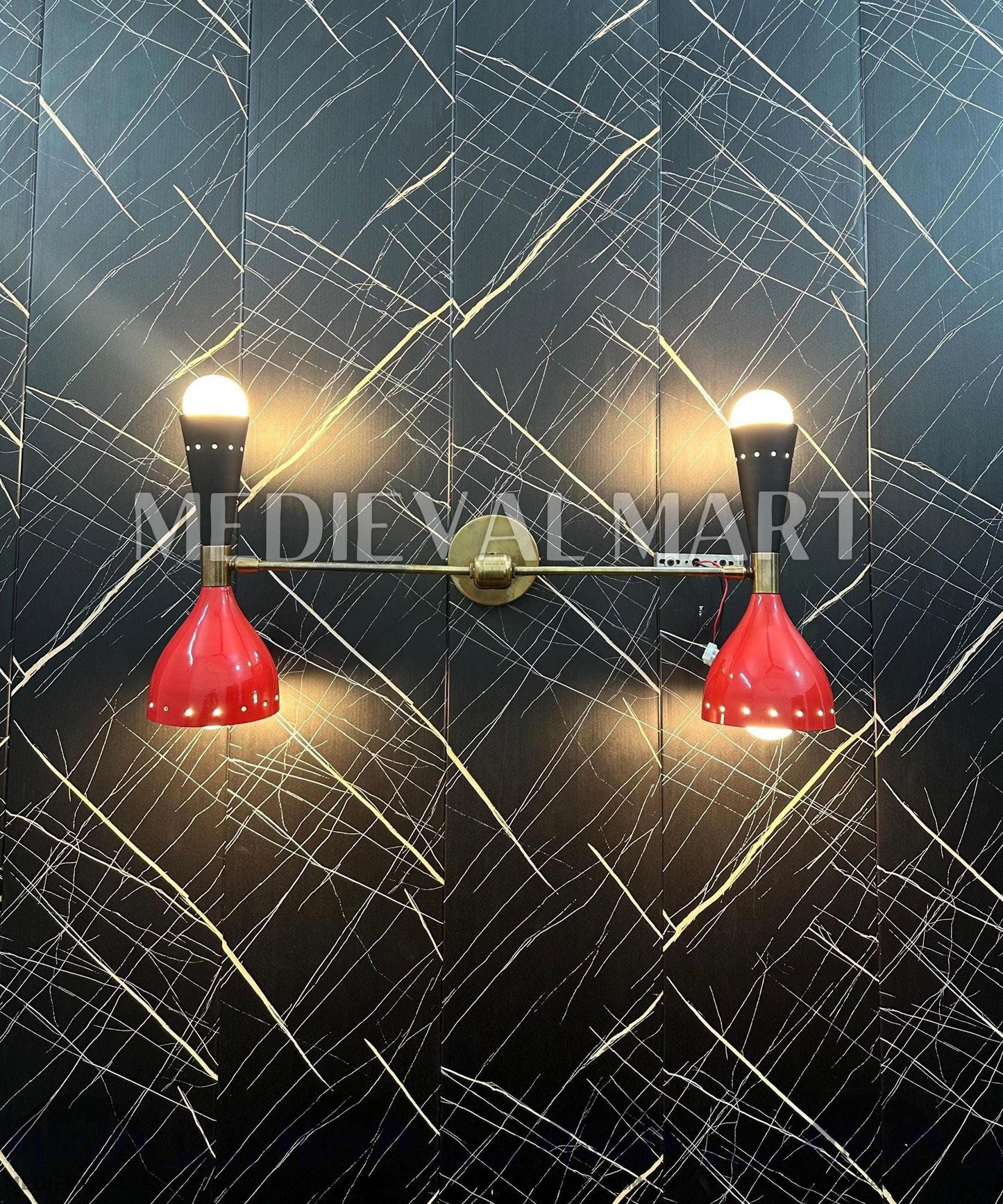 MEDIEVALMART Mid Century Handcrafted Modern Brass Wall Sconce: Italian Lighting Fixture