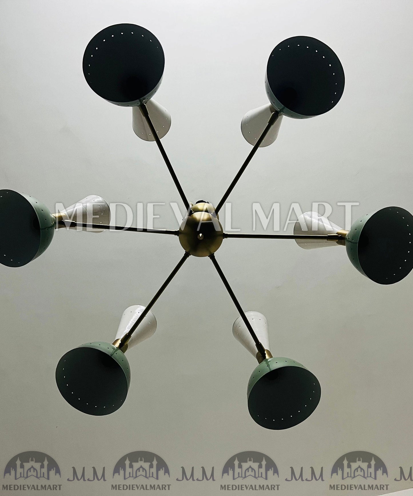 MEDIEVALMART Beautiful Mid Century Stilnovo Style Modern Brass Sputnik Chandelier (6 Arms 12 Light)