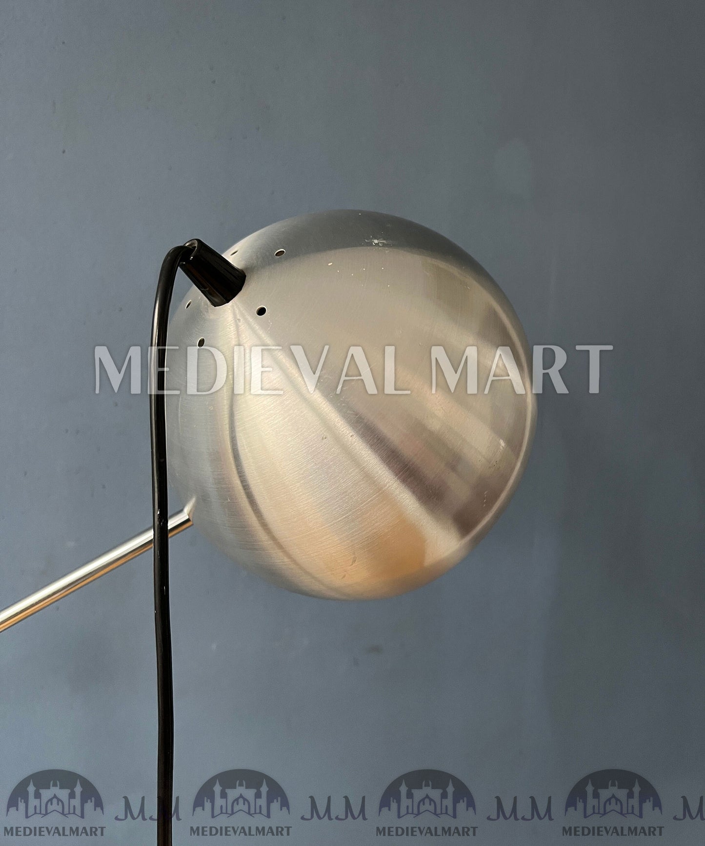 MEDIEVALMART Italian Mid Century Silver Swing Arm Eyeball Floor Lamp
