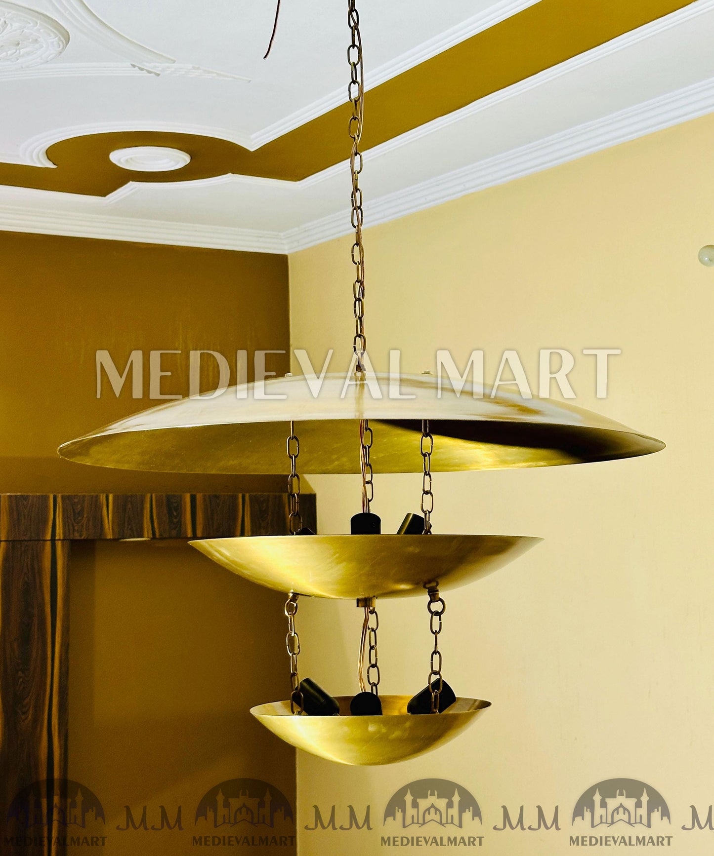 MEDIEVALMART Mid Century Modern Brass Sputnik Chandelier - 6 Light Ceiling Fixture