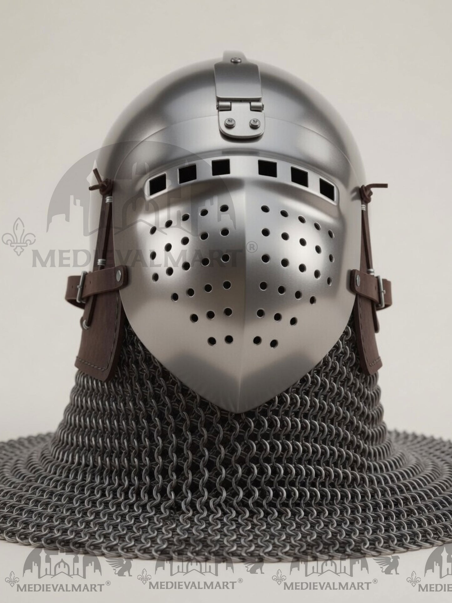 MEDIEVALMART 14th-Century Medieval LOB Nurnberg Klappvisor Combat Helmet