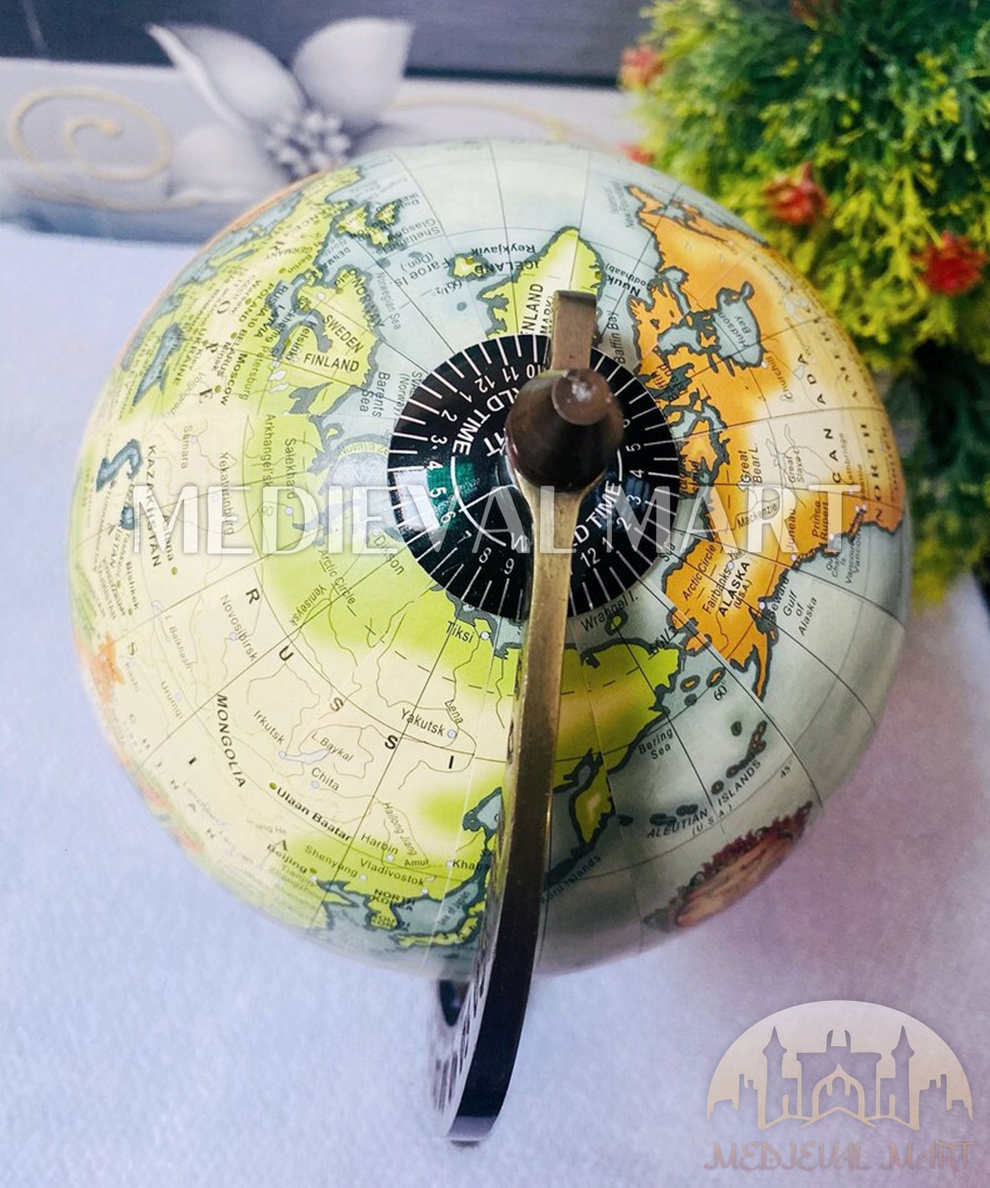 MEDIEVALMART Antique Decorative Table Authentic World Globe Revolving World Map  | Christmas Gifts, Gift for Dad, Gift for Mom