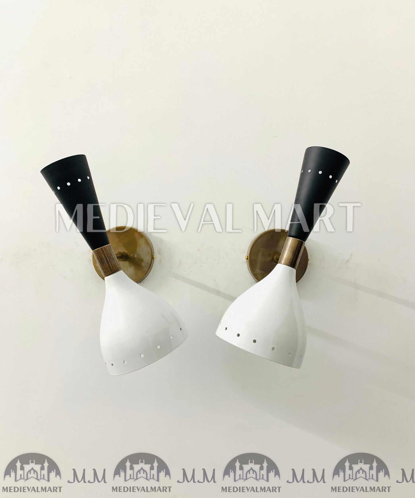 MEDIEVALMART 1950's Mid Century Wall Sconce Diabolo Pair of Modern Italian Wall Lights Fixture