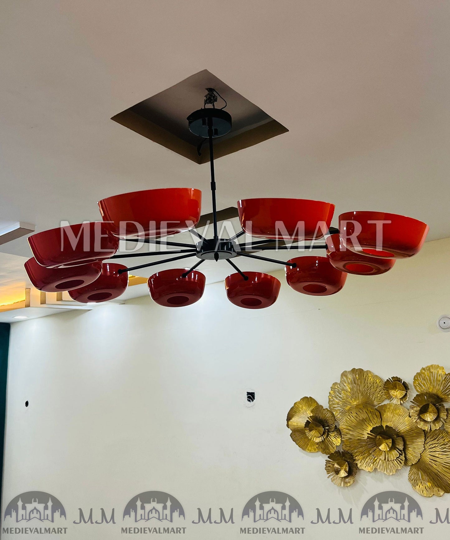 MEDIEVALMART Brass Sputnik Chandelier - 10 Arms Light Mid Century Beautifull Handcrafted Stilnovo Chandelier