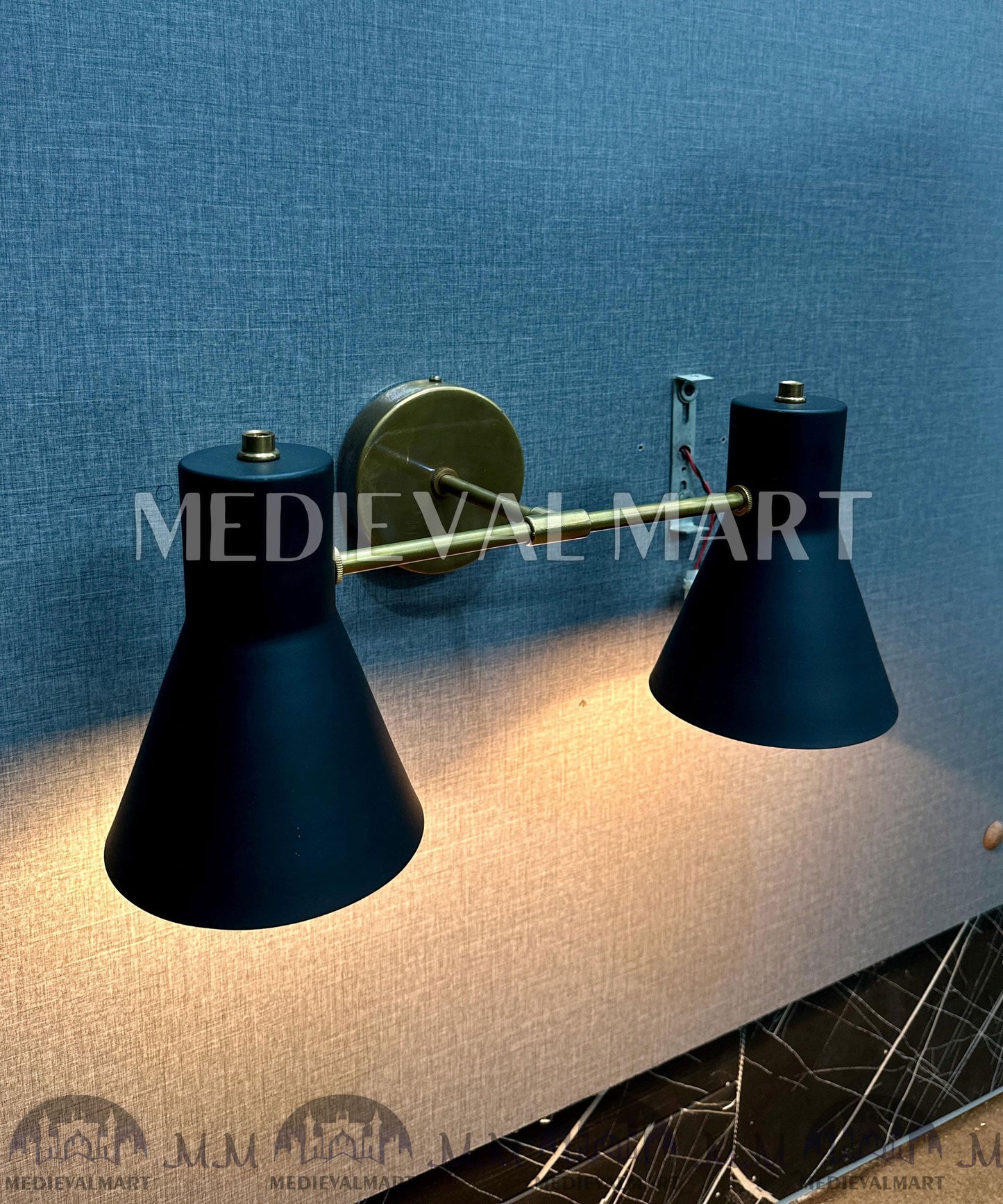 MEDIEVALMART Mid Century Brass Diabolo Wall Sconce - Italian Modern Lighting