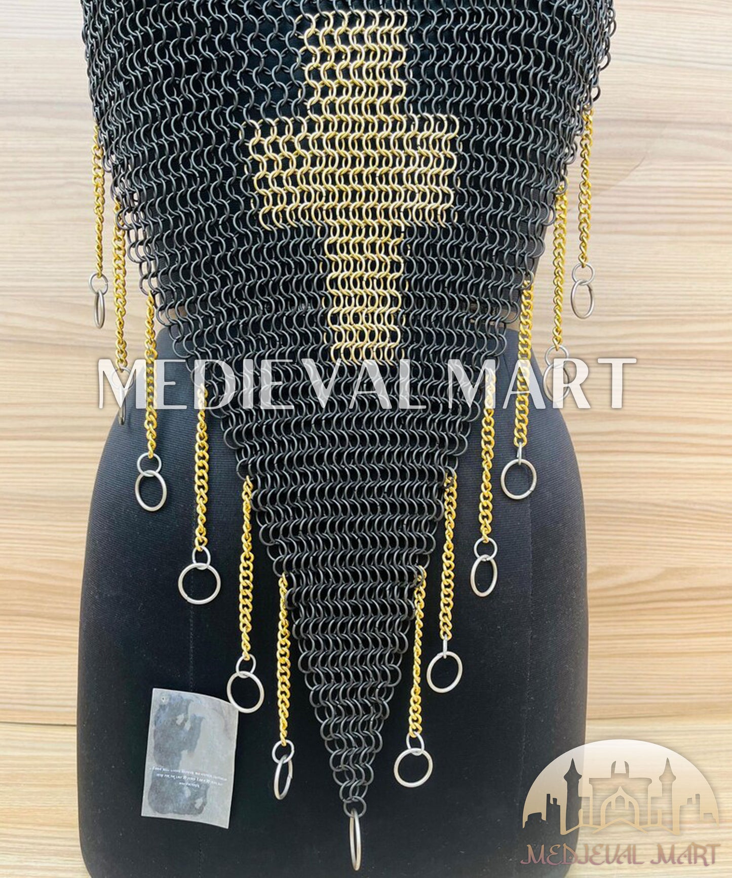 MEDIEVALMART Women’s Black (Dragonfang) Jesus Chainmail Armor W/H Skirt