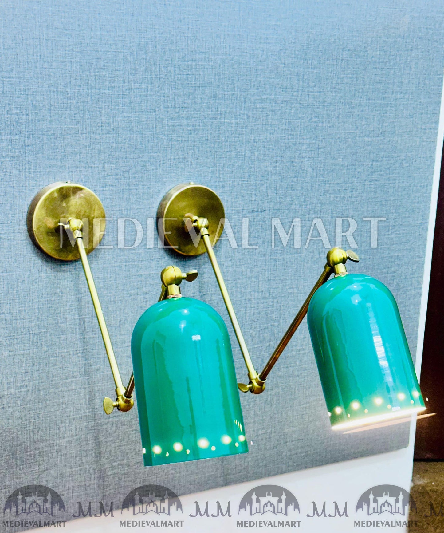 MEDIEVALMART Mid-Century Italian Brass Diabolo Wall Sconce - Bedside Lamp (Set of Two)