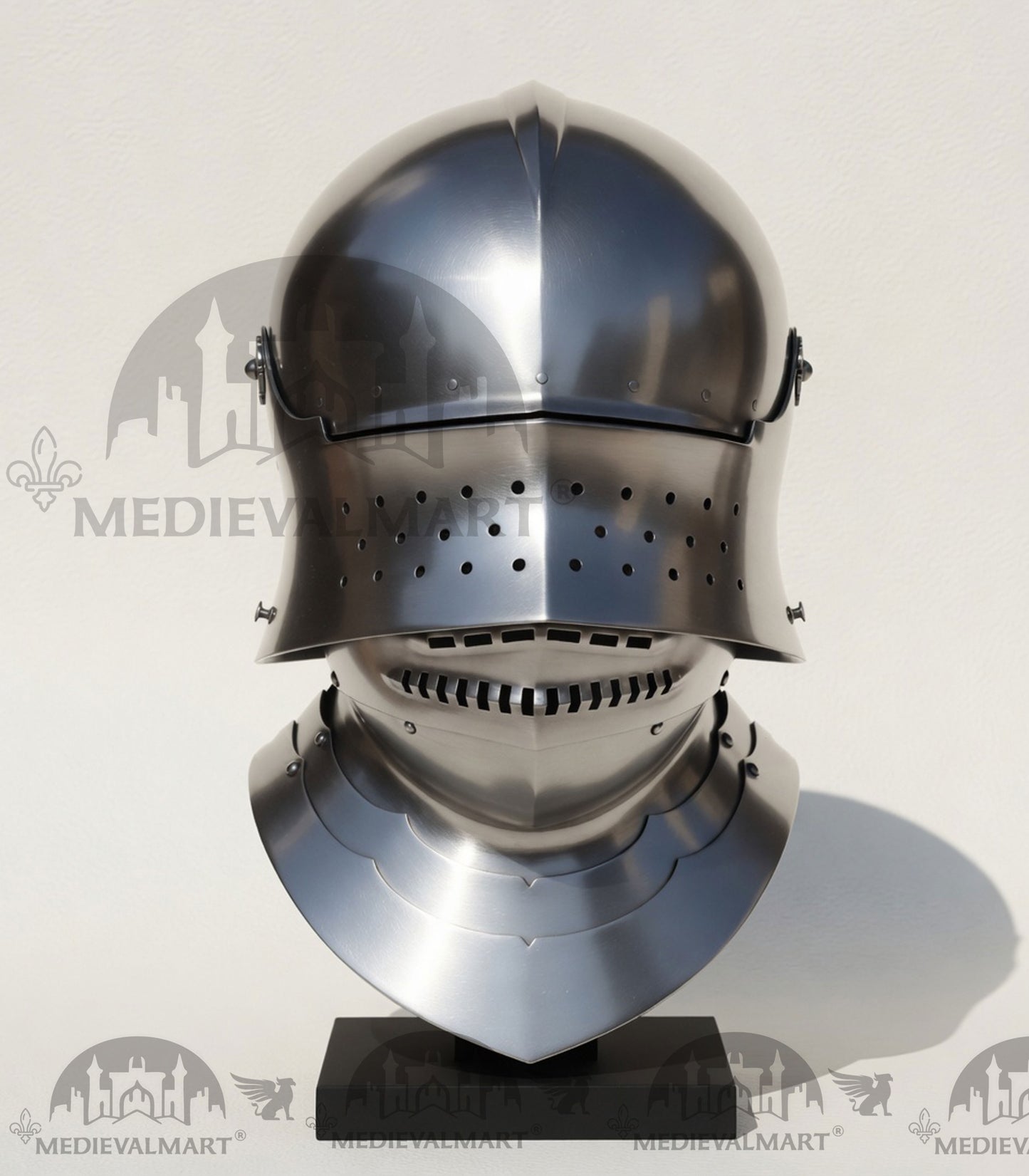 MEDIEVALMART 15 Century German Knight Closed Medieval Sallet Helmet With Neck Armor