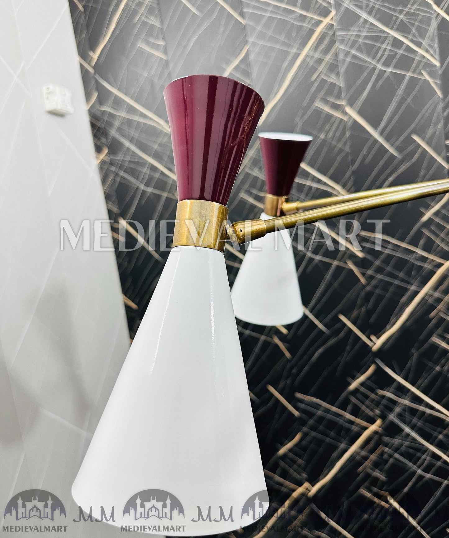 MEDIEVALMART Mid-Century Modern Sputnik Chandelier: Adjustable Brass 6-Arm Pendant Light