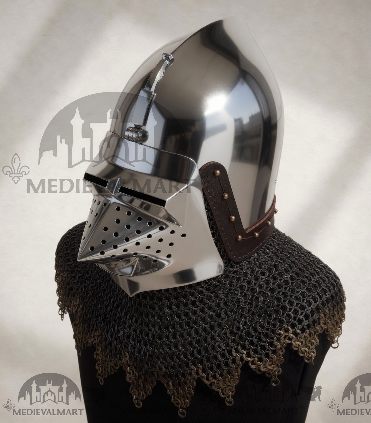 MEDIEVALMART XIV Century Medieval Houndskull "Lorenzo" Bascinet Visor Helmet HMB; IMCF