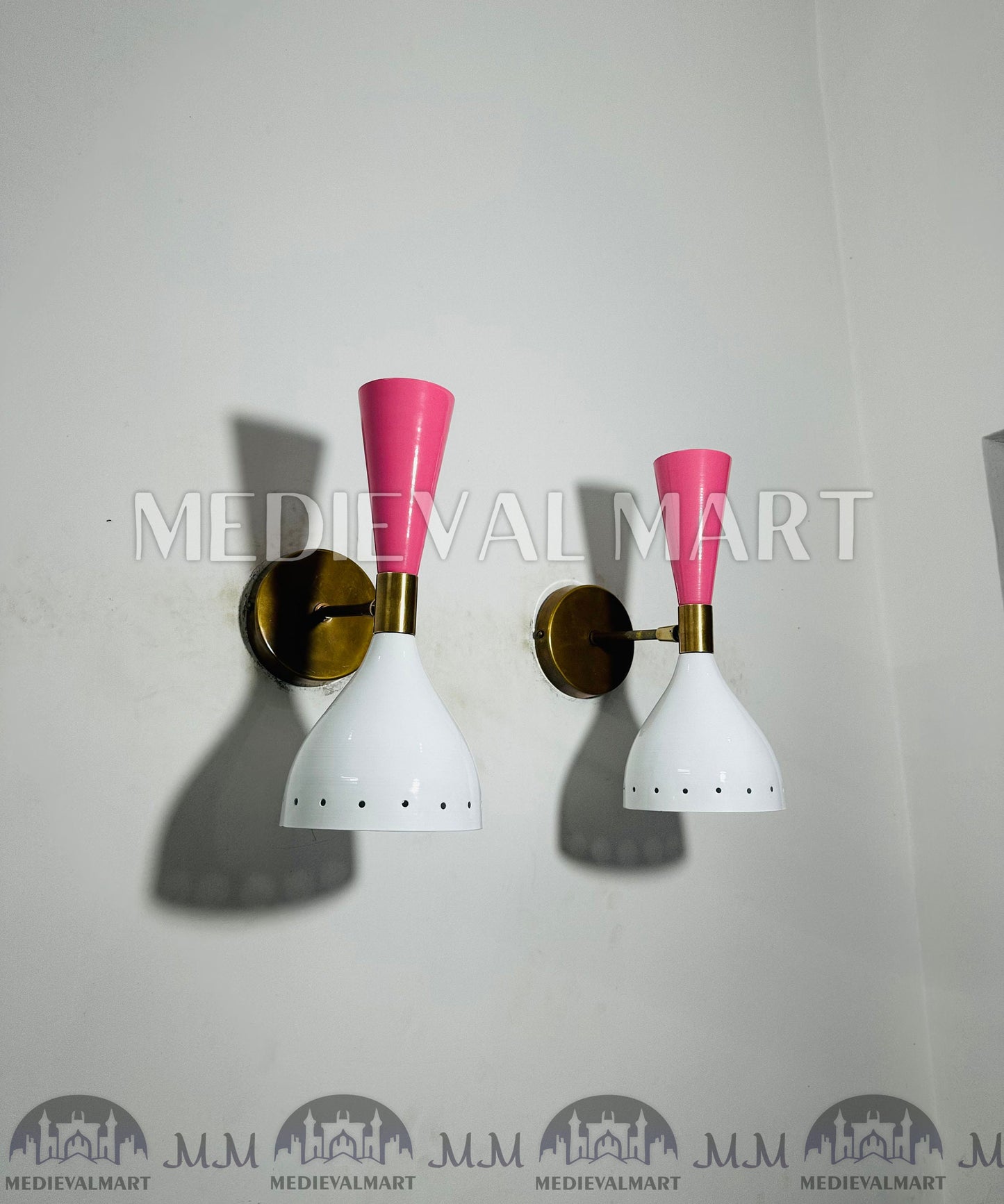 MEDIEVALMART Mid Century Brass Wall Sconce Pair Italian Adjustable Diablo Lamp Vanity Lighting Fixture