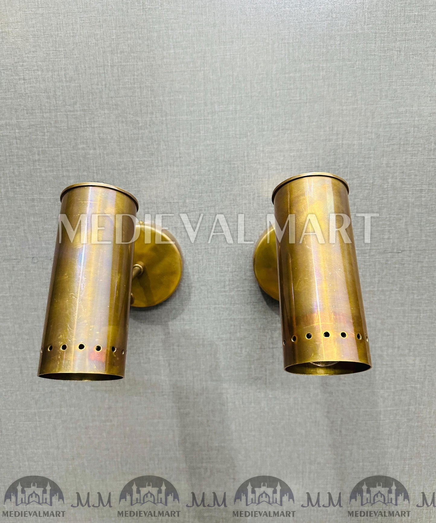 MEDIEVALMART Mid-Century Modern Antique Brass Wall Sconce Adjustable Spotlight Fixture