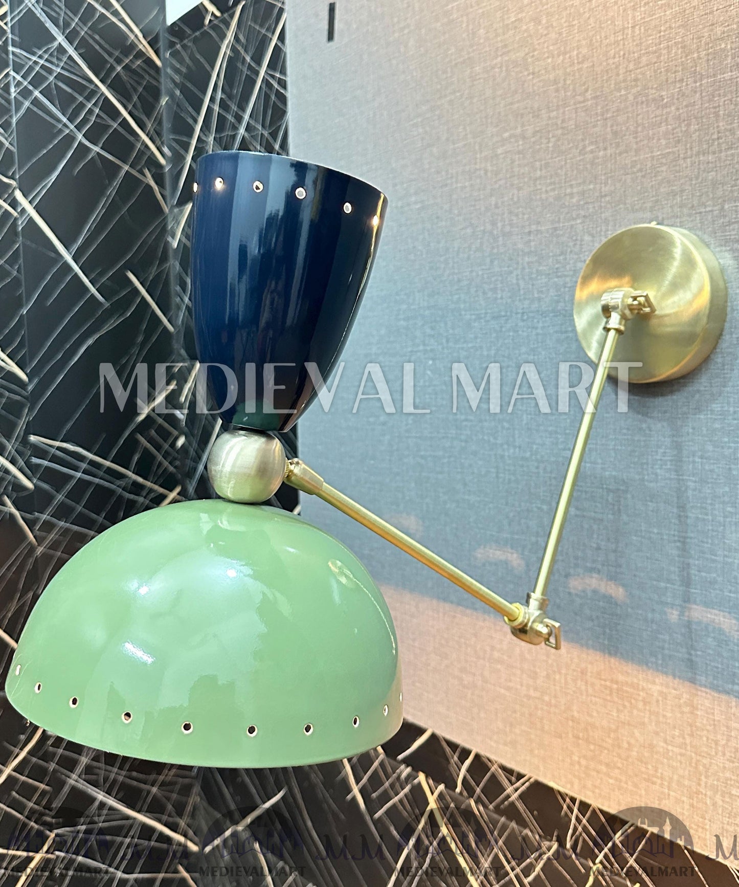 MEDIEVALMART Mid Century Modern Wall Sconce: Adjustable Brass Reading Lamp