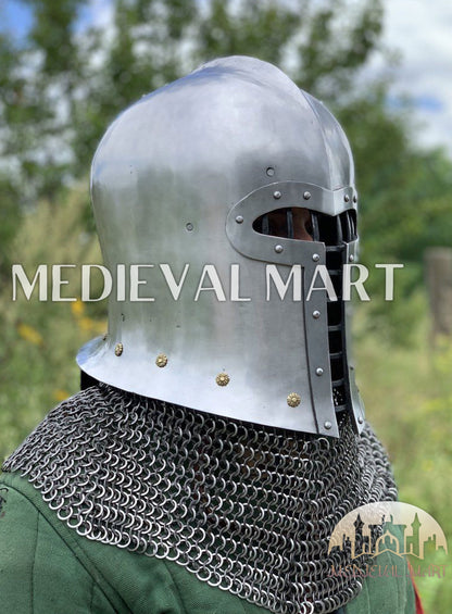 MEDIEVALMART 1500 AD Italian Barbute T shaped visor Helmet By "Gonaza Family"