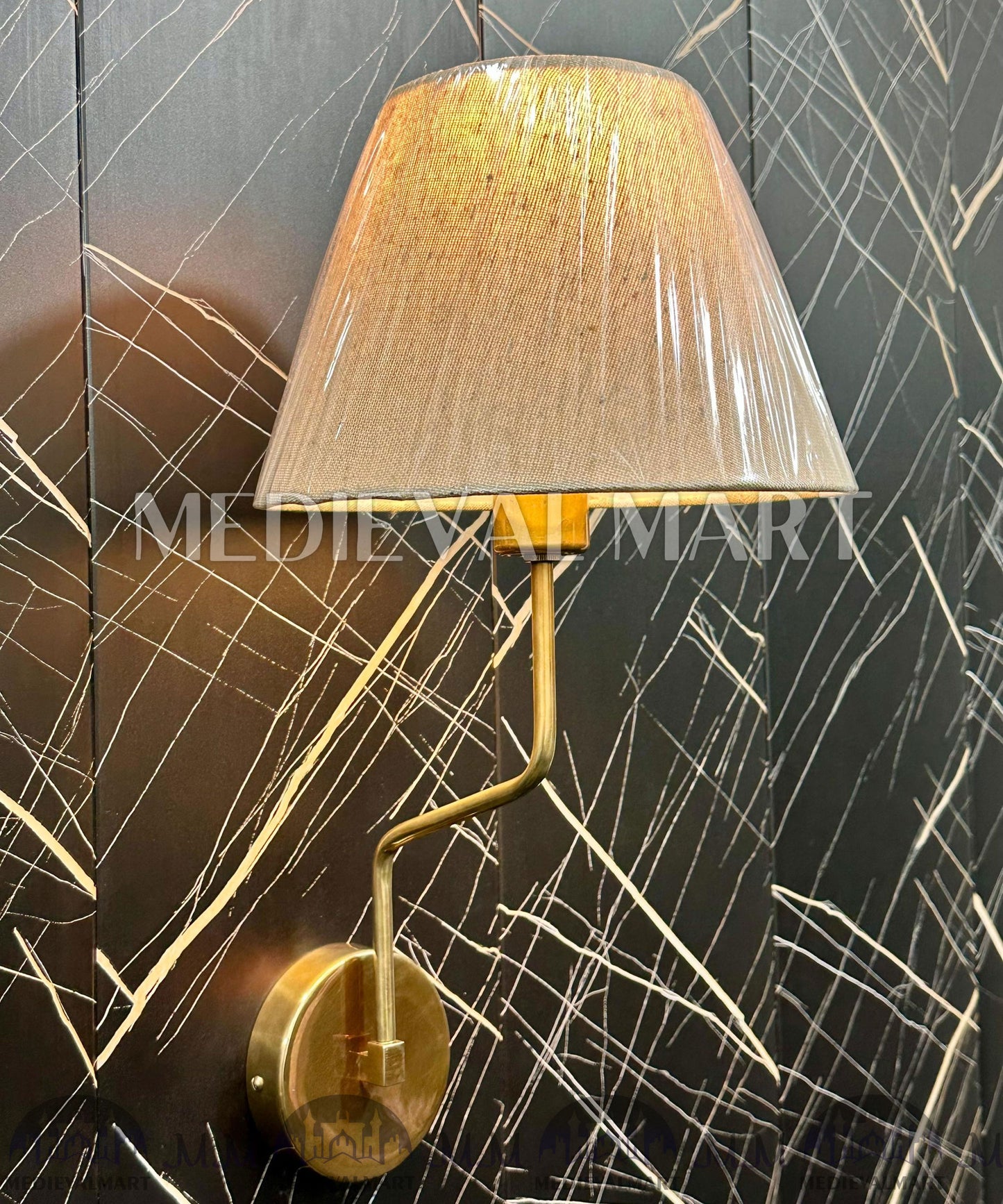 MEDIEVALMART Modern Brass Shade Wall Lamp: Minimalist Bedroom Sconce