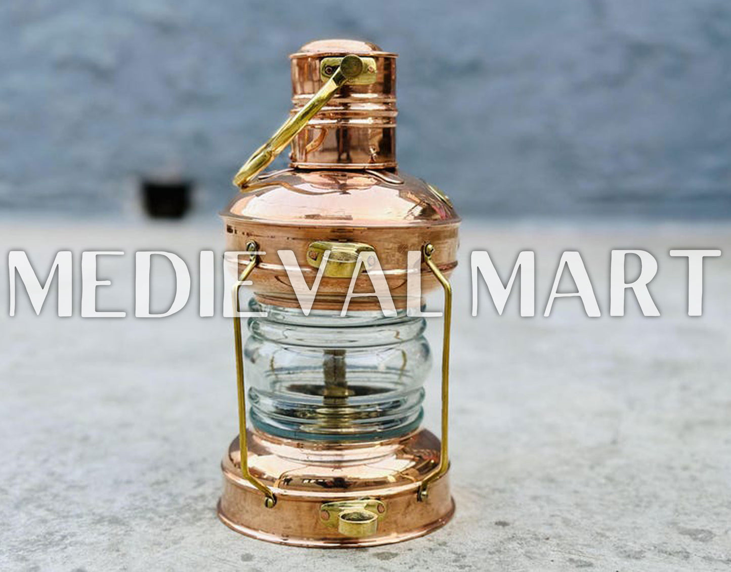 MEDIEVALMART Nautical Vintage Shiny Brass Clear Glass Ship Oil Lamp - Personal Engraving Marine Lantern (Copy)