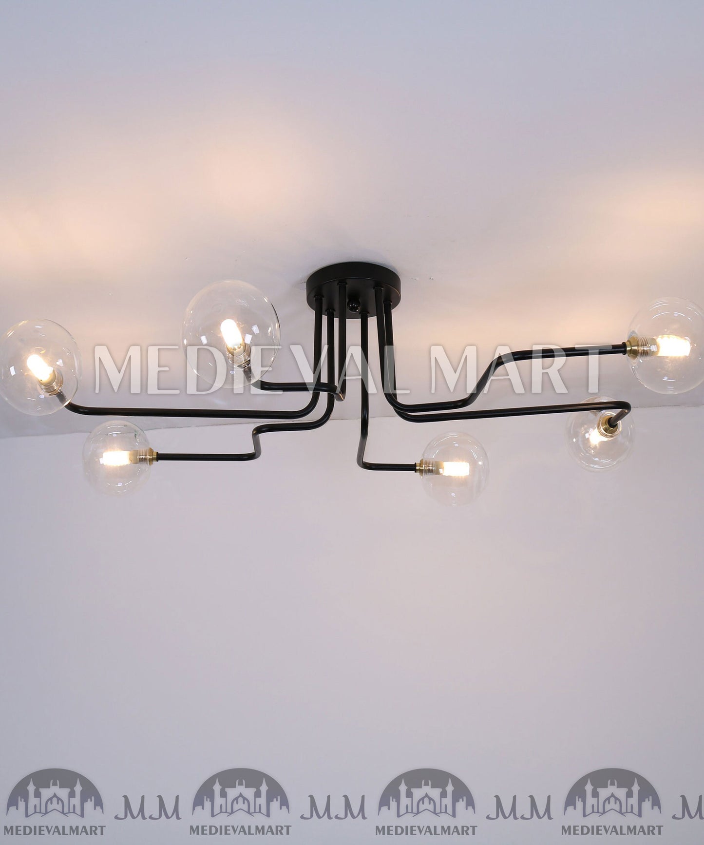 MEDIEVALMART Minimal Mid Century Light, Elongated Lamp, Ceiling Light Fixture