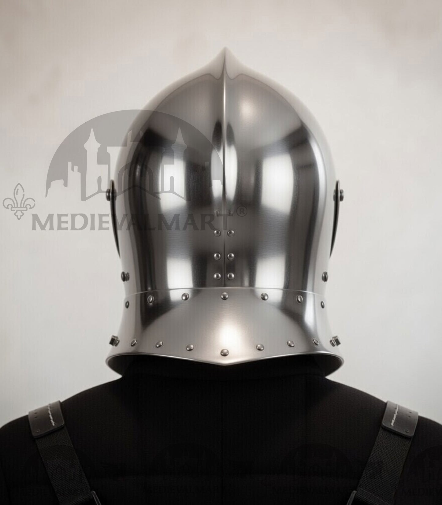 MEDIEVALMART Gothic Armet Helmet – Medieval Full Face Steel Helmet for LARP & Reenactment