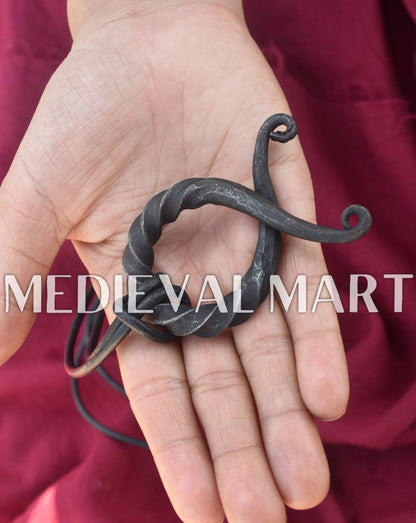 MEDIEVALMART Hand Forged Medieval Twisted Troll Cross Iron Pendent With Leather Cord