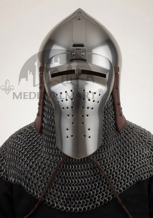 MEDIEVALMART Collection Extrême de Casque Medieval Bascinet Longface Buhurt kalpvissior