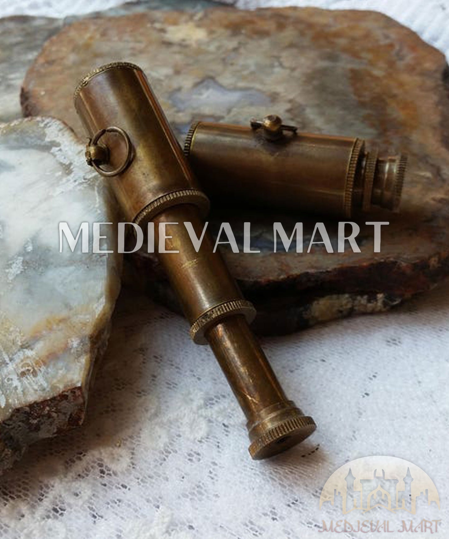 MEDIEVALMART Nautical Miniature Brass Telescope: Steampunk Nautical Spyglass Pendant