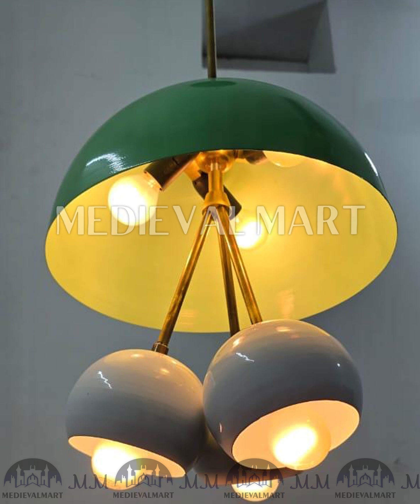 MEDIEVALMART Custom Brass Sputnik Chandelier: Mid Century Modern 6-Light Pendant