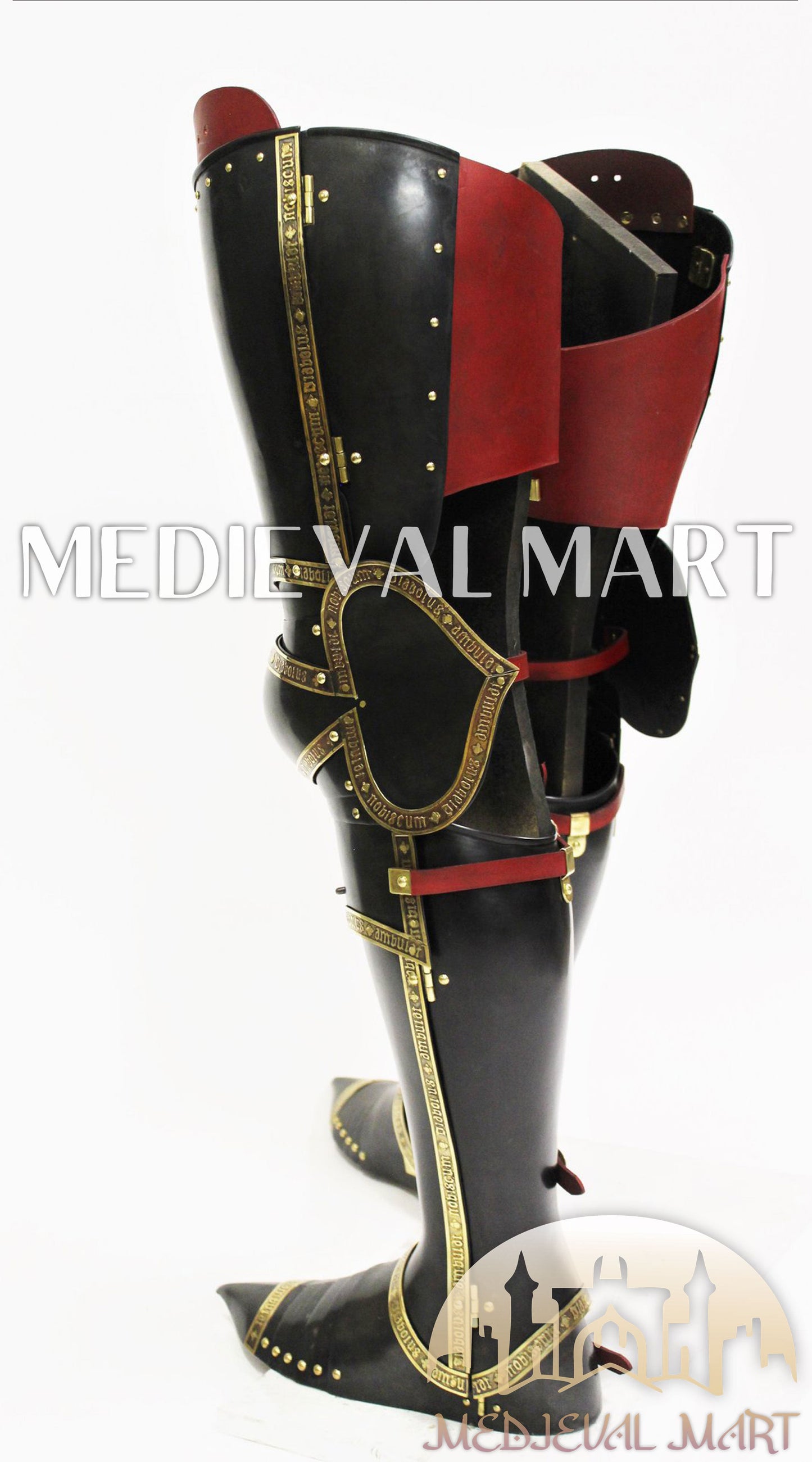 MEDIEVALMART Dark Paladin Imperial Guard Knight  Black & Brass Deco Full Body Metal Armor Costume W/H Houndskull