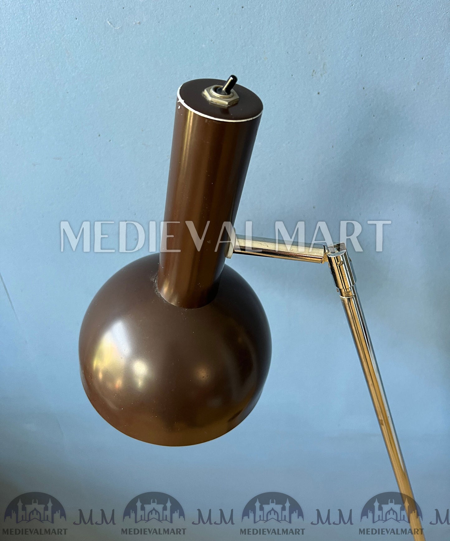 MEDIEVALMART Mid Century Vintage Hala Brown Ball Rotating Floor Lamp