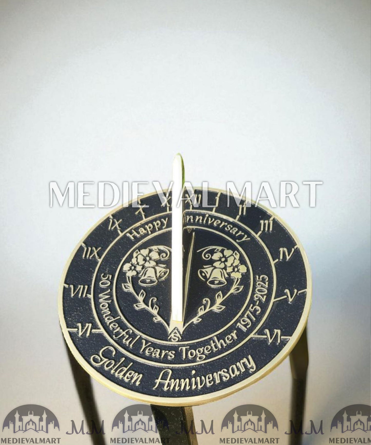MEDIEVALMART 50th "Wonderful Years" Golden Anniversary Sundial Coral Gift For Parents Anniversary