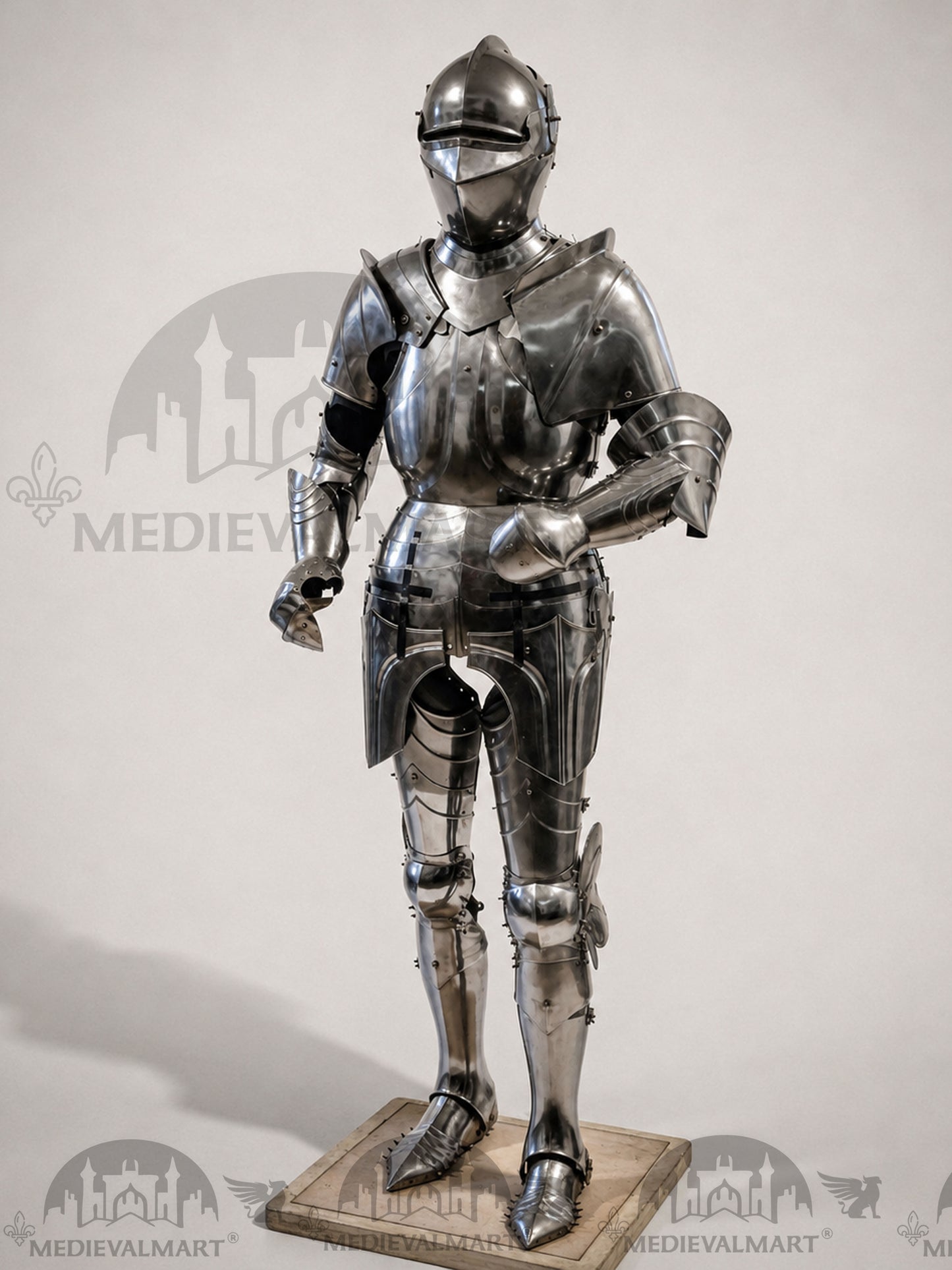 MEDIEVALMART Armadura de combate medieval de caballero del siglo XV sin pulir para un toque antiguo