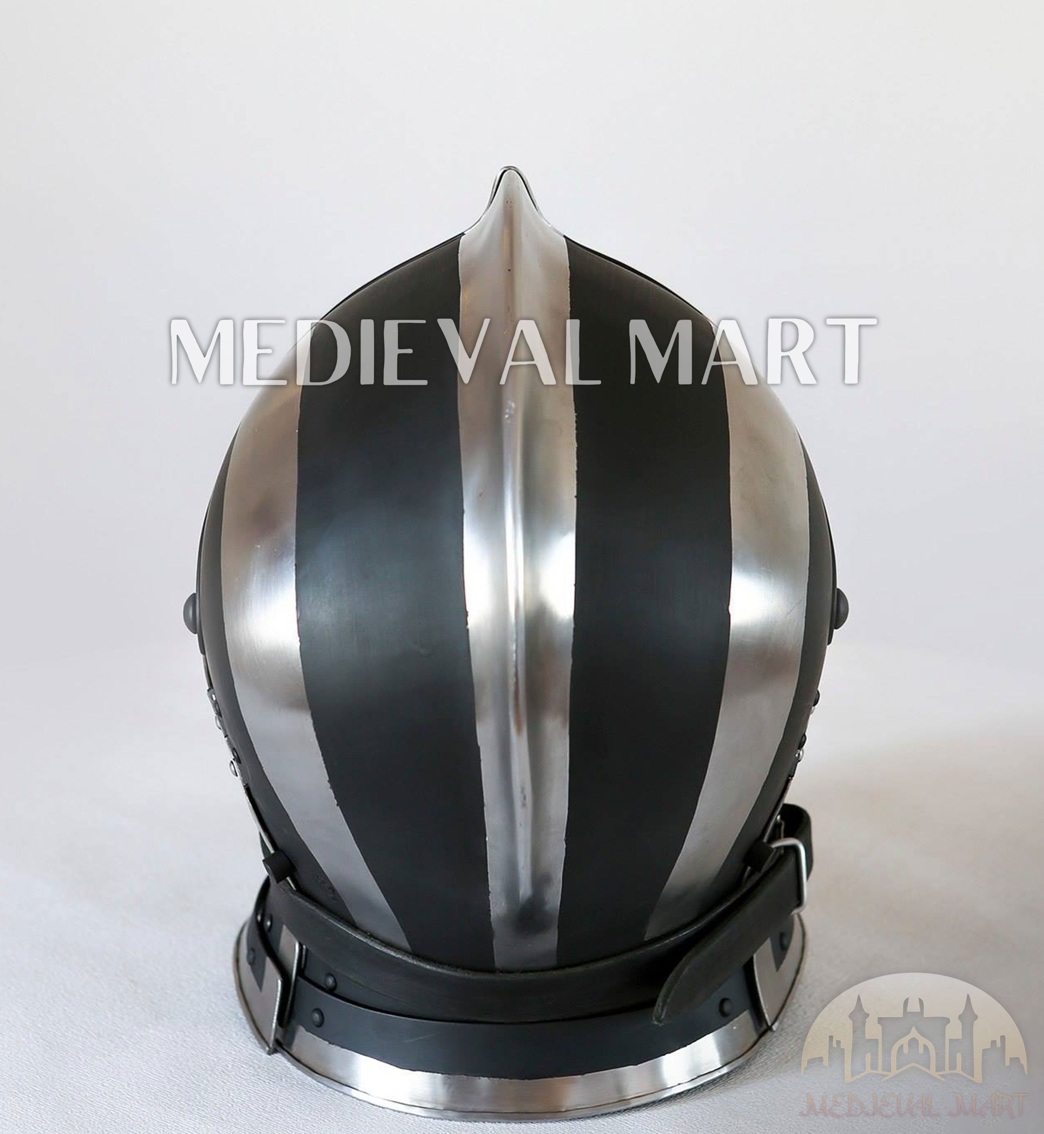 MEDIEVALMART Medieval Ancient Black and White Burgonet 2 Knight Helmet