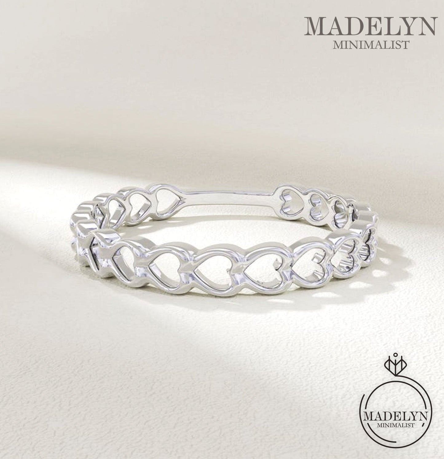 MADELYN MINIMALIST 14k Solid Gold Heart Ring Minimalist Love Band for Women Dainty Gold Heart  | Gift For Wife or Girlfriend